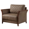 Poltrona Decorativa Ambar Braços Pes Em Madeira Courino TCS 729 MOLL