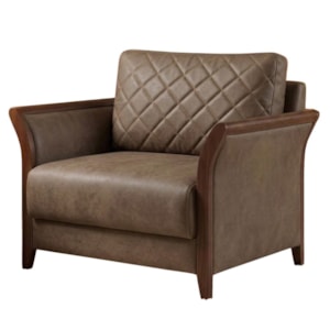 Poltrona Decorativa Ambar Braços Pes Em Madeira Courino TCS 729 MOLL
