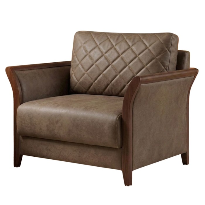 Poltrona Decorativa Ambar Braços Pes Em Madeira Courino TCS 729 MOLL
