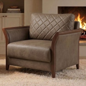 Poltrona Decorativa Ambar Braços Pes Em Madeira Courino TCS 729 MOLL