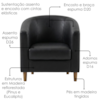 Poltrona Decorativa Aura Pes Madeira Courino TCS 724 MOLL