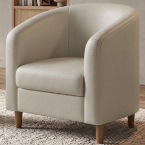 Poltrona Decorativa Aura Pes Madeira Courino TCS 725 MOLL