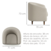 Poltrona Decorativa Aura Pes Madeira Courino TCS 725 MOLL