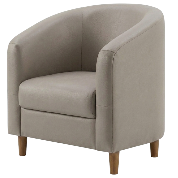 Poltrona Decorativa Aura Pes Madeira Courino TCS 726 MOLL