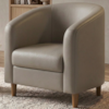 Poltrona Decorativa Aura Pes Madeira Courino TCS 726 MOLL