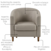 Poltrona Decorativa Aura Pes Madeira Courino TCS 726 MOLL