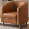 Poltrona Decorativa Aura Pes Madeira Courino TCS 727 MOLL