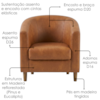 Poltrona Decorativa Aura Pes Madeira Courino TCS 727 MOLL