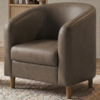 Poltrona Decorativa Aura Pes Madeira Courino TCS 729 MOLL