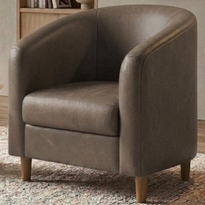 Poltrona Decorativa Aura Pes Madeira Courino TCS 729 MOLL