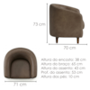 Poltrona Decorativa Aura Pes Madeira Courino TCS 729 MOLL