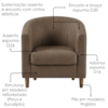 Poltrona Decorativa Aura Pes Madeira Courino TCS 729 MOLL