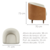 Poltrona Decorativa Aura Pes Madeira Linho E Courino TCA 210 TCS 727 MOLL