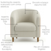 Poltrona Decorativa Aura Pes Madeira Linho E Courino TCA 210 TCS 727 MOLL