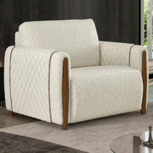 Poltrona Decorativa Aurora Pes Madeira Boucle TCE 1010 MOLL
