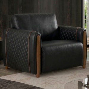Poltrona Decorativa Aurora Pes Madeira Courino TCS 724 MOLL