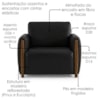 Poltrona Decorativa Aurora Pes Madeira Courino TCS 724 MOLL