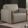Poltrona Decorativa Aurora Pes Madeira Courino TCS 726 MOLL