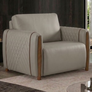 Poltrona Decorativa Aurora Pes Madeira Courino TCS 726 MOLL