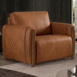 Poltrona Decorativa Aurora Pes Madeira Courino TCS 727 MOLL
