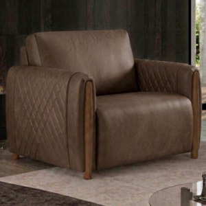 Poltrona Decorativa Aurora Pes Madeira Courino TCS 729 MOLL