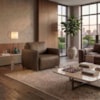 Poltrona Decorativa Aurora Pes Madeira Courino TCS 729 MOLL