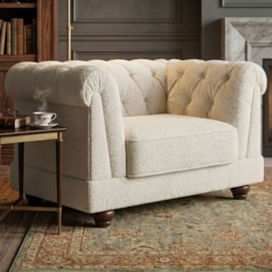 Poltrona Decorativa Capitone Acorde Pes MDF Boucle TCE 1010 MOLL
