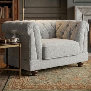Poltrona Decorativa Capitone Acorde Pes MDF Boucle TCE 1018 MOLL