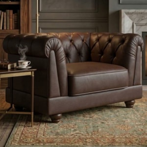 Poltrona Decorativa Capitone Acorde Pes MDF Courino TCS 721 MOLL
