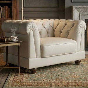 Poltrona Decorativa Capitone Acorde Pes MDF Courino TCS 725 MOLL