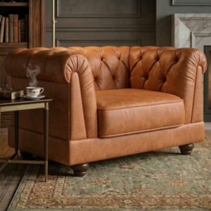 Poltrona Decorativa Capitone Acorde Pes MDF Courino TCS 727 MOLL