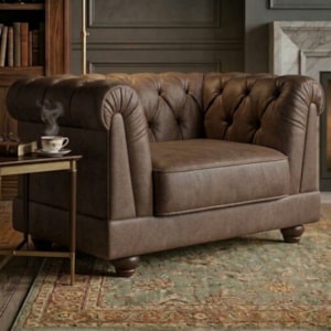 Poltrona Decorativa Capitone Acorde Pes MDF Courino TCS 729 MOLL