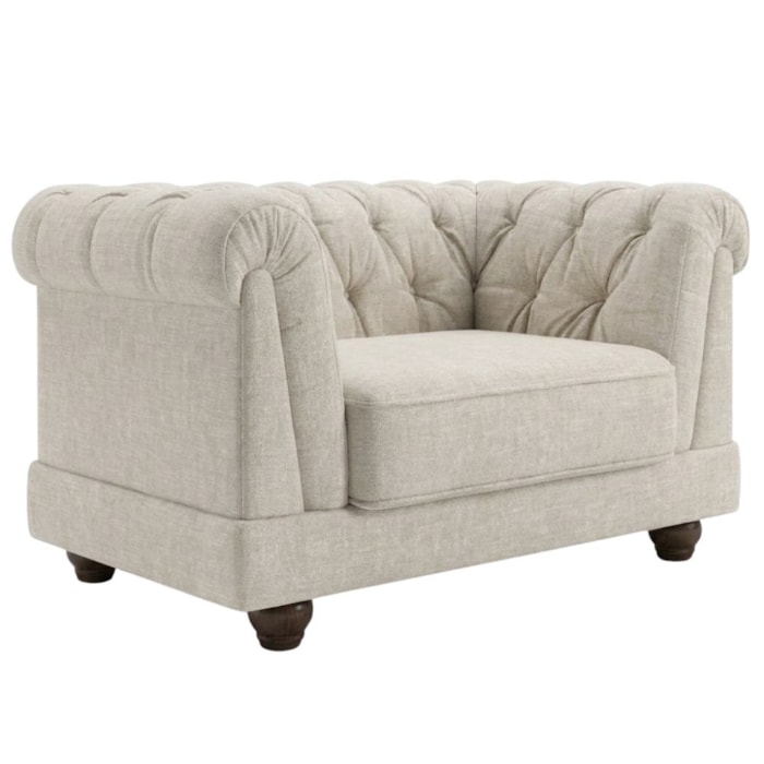 Poltrona Decorativa Capitone Acorde Pes MDF Linho TCS 701 MOLL