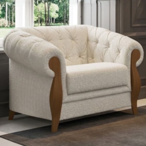 Poltrona Decorativa Capitone Milano Pes Madeira Boucle TCE 1010 MOLL