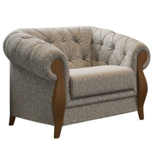 Poltrona Decorativa Capitone Milano Pes Madeira Boucle TCE 1018 MOLL