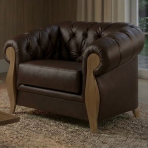 Poltrona Decorativa Capitone Milano Pes Madeira Courino TCS 721 MOLL