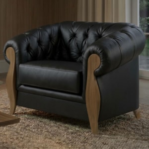 Poltrona Decorativa Capitone Milano Pes Madeira Courino TCS 724 MOLL