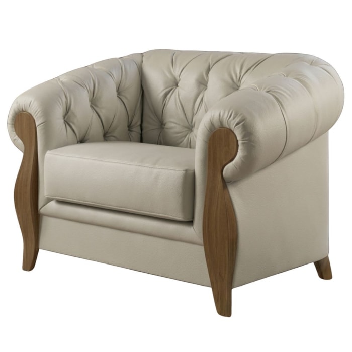 Poltrona Decorativa Capitone Milano Pes Madeira Courino TCS 725 MOLL