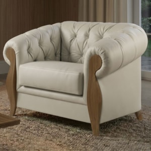 Poltrona Decorativa Capitone Milano Pes Madeira Courino TCS 725 MOLL