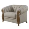 Poltrona Decorativa Capitone Milano Pes Madeira Linho TCS 701 MOLL