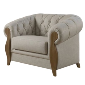 Poltrona Decorativa Capitone Milano Pes Madeira Linho TCS 701 MOLL