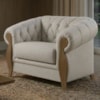 Poltrona Decorativa Capitone Milano Pes Madeira Linho TCS 701 MOLL