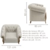 Poltrona Decorativa Capitone Milano Pes Madeira Linho TCS 701 MOLL