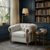 Poltrona Decorativa Capitone Milano Pes Madeira Linho TCS 701 MOLL