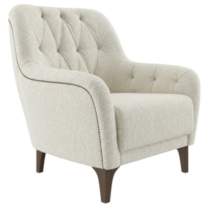 Poltrona Decorativa Capitone Sasha Pes Madeira Boucle TCE 1010 MOLL