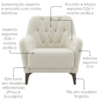 Poltrona Decorativa Capitone Sasha Pes Madeira Boucle TCE 1010 MOLL