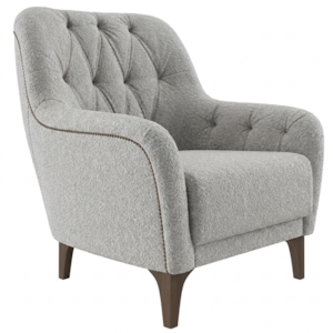 Poltrona Decorativa Capitone Sasha Pes Madeira Boucle TCE 1018 MOLL