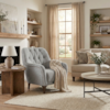 Poltrona Decorativa Capitone Sasha Pes Madeira Boucle TCE 1018 MOLL