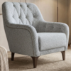 Poltrona Decorativa Capitone Sasha Pes Madeira Boucle TCE 1018 MOLL