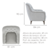 Poltrona Decorativa Capitone Sasha Pes Madeira Boucle TCE 1018 MOLL